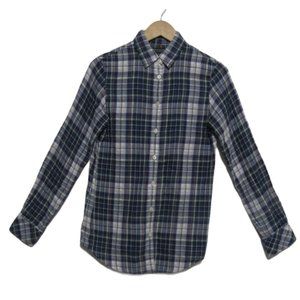 Banana Republic womens top shirt long sleeve XS navy blue plaid